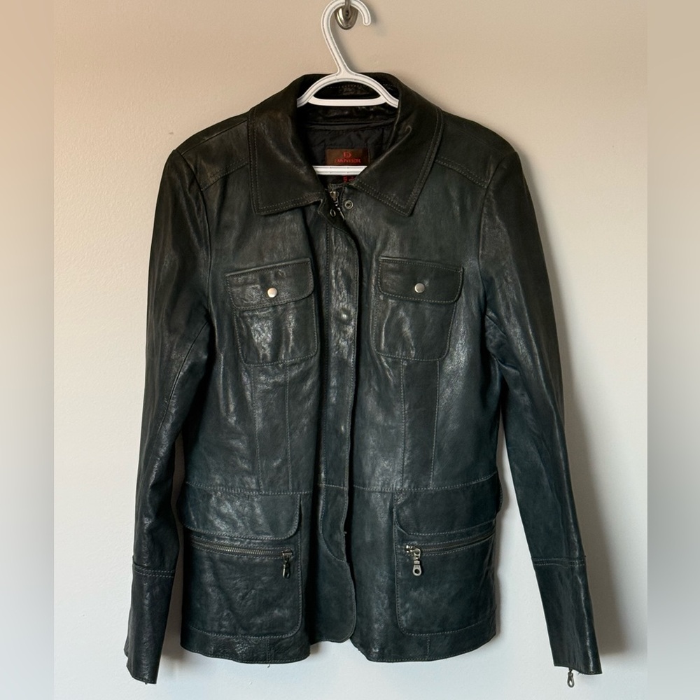 Vintage Y2K Danier Genuine Leather Utility Jacket – Women’s L – Blue